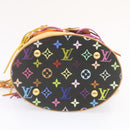 LOUIS VUITTON Monogram Multicolor Bucket Frange ToteBag Black M40110 Auth 25649S-6