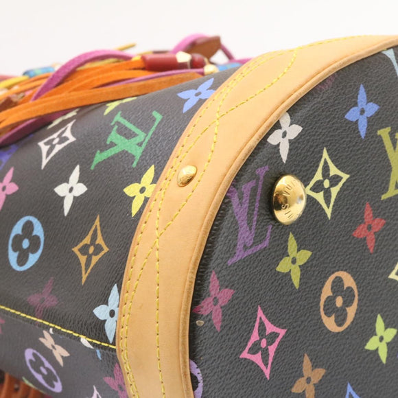 LOUIS VUITTON Monogram Multicolor Bucket Frange ToteBag Schwarz M40110 Auth 25649S