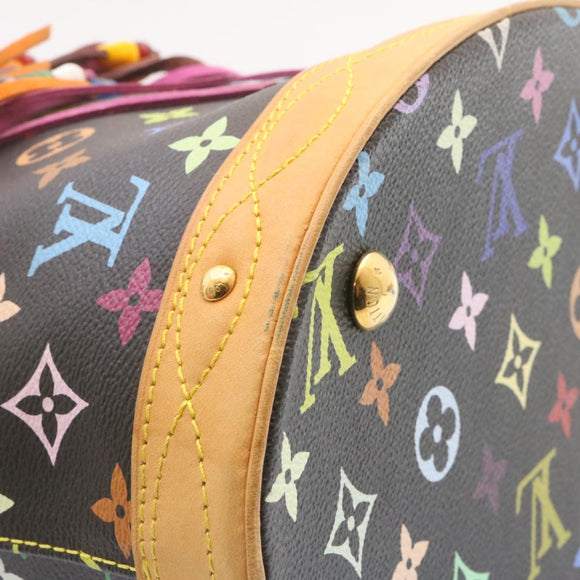 LOUIS VUITTON Monogram Multicolor Bucket Frange ToteBag Schwarz M40110 Auth 25649S