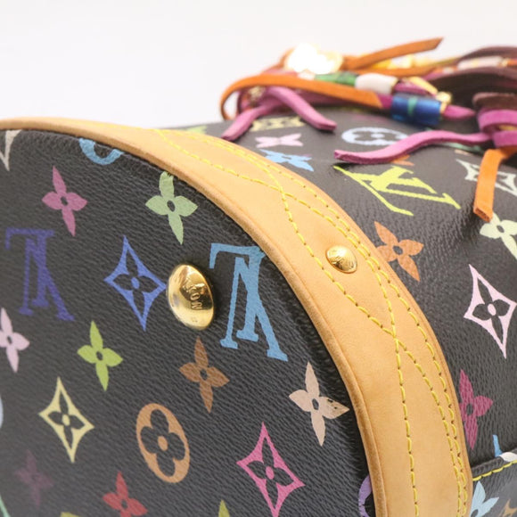 LOUIS VUITTON Monogram Multicolor Bucket Frange ToteBag Black M40110 Auth 25649S