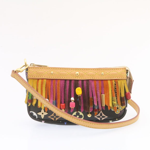 LOUIS VUITTON Monogram Multicolor Bucket Frange ToteBag Black M40110 Auth 25649S