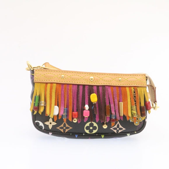 LOUIS VUITTON Monogram Multicolor Bucket Frange ToteBag Schwarz M40110 Auth 25649S