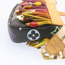 LOUIS VUITTON Monogram Multicolor Bucket Frange ToteBag Black M40110 Auth 25649S-29