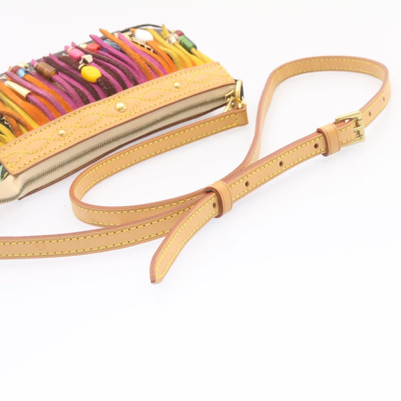 LOUIS VUITTON Monogram Multicolor Bucket Frange ToteBag Black M40110 Auth 25649S