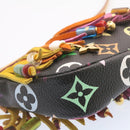 LOUIS VUITTON Monogram Multicolor Bucket Frange ToteBag Black M40110 Auth 25649S-33