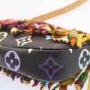 LOUIS VUITTON Monogram Multicolor Bucket Frange ToteBag Black M40110 Auth 25649S-34