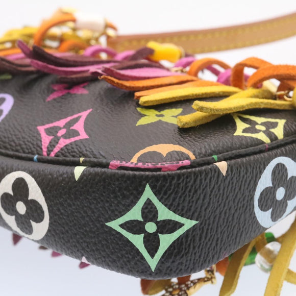 LOUIS VUITTON Monogram Multicolor Bucket Frange ToteBag Black M40110 Auth 25649S