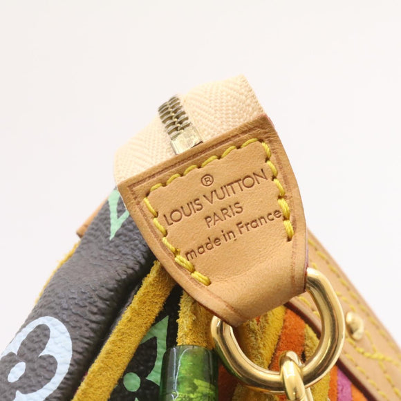 LOUIS VUITTON Monogram Multicolor Bucket Frange ToteBag Black M40110 Auth 25649S