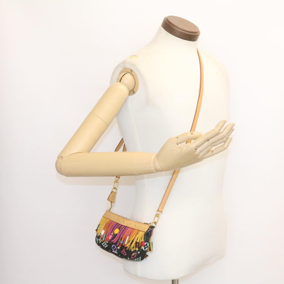 LOUIS VUITTON Monogram Multicolor Bucket Frange ToteBag Schwarz M40110 Auth 25649S