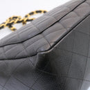 CHANEL Big Matelasse Flap Chain Shoulder Bag Calf Skin Black Gold CC Auth 25984SA-15