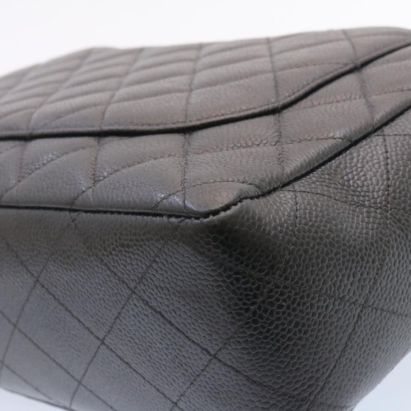 CHANEL Big Matelasse Flap Chain Shoulder Bag Calf Skin Black Gold CC Auth 25984SA