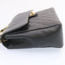 CHANEL Big Matelasse 34 Flap Chain Bag Caviar Skin Black Gold CC Auth 25984SA-3