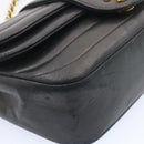 CHANEL Lamb Skin Double Flap Chain Shoulder Bag Black CC Auth 26207AV-15
