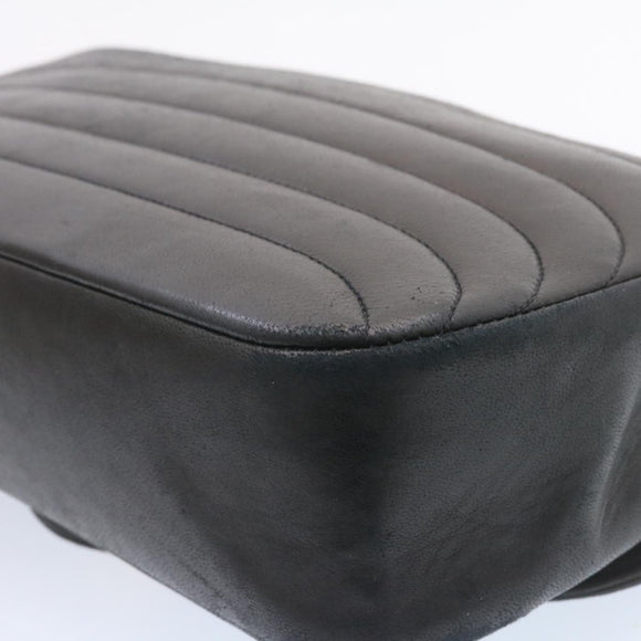 CHANEL Lamb Skin Double Flap Chain Shoulder Bag Black CC Auth 26207AV