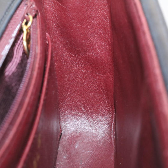 CHANEL Lamb Skin Double Flap Chain Shoulder Bag Black CC Auth 26207AV