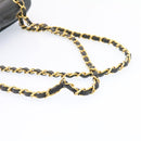 CHANEL Lamb Skin Double Flap Chain Shoulder Bag Black CC Auth 26207AV-14