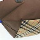 BURBERRY Nova Check Blue Label Hand Bag Nylon Brown Auth 26353-15