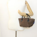 BURBERRY Nova Check Blue Label Hand Bag Nylon Brown Auth 26353-20