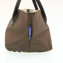 BURBERRY Nova Check Blue Label Hand Bag Nylon Brown Auth 26353-3