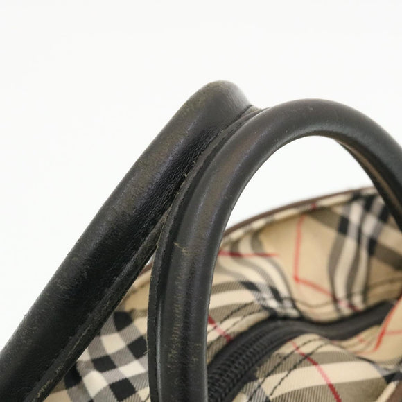 BURBERRY Nova Check Blue Label Hand Bag Nylon Brown Auth 26353
