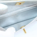 CHANEL Clutch Bag Leather Silver CC Auth 26857A-19