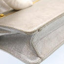 CHANEL Clutch Bag Leather Silver CC Auth 26857A-7