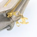 CHANEL Clutch Bag Leather Silver CC Auth 26857A-16
