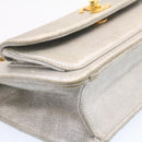 CHANEL Clutch Bag Leather Silver CC Auth 26857A-15