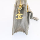 CHANEL Clutch Bag Leather Silver CC Auth 26857A-4