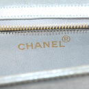 CHANEL Clutch Bag Leather Silver CC Auth 26857A-17