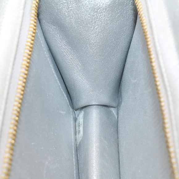 CHANEL Clutch Bag Leather Silver CC Auth 26857A