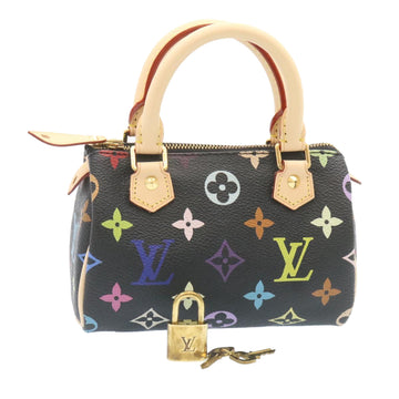 LOUIS VUITTON Monogram Multicolor Mini Speedy Hand Bag Black M92644 Auth 26986SM