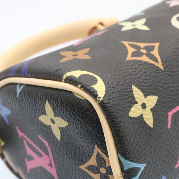 LOUIS VUITTON Monogram Multicolor Mini Speedy Hand Bag Black M92644 Auth 26986SM