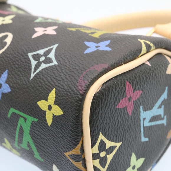 LOUIS VUITTON Monogram Multicolor Mini Speedy Hand Bag Black M92644 Auth 26986SM