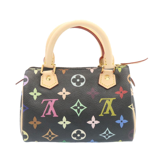 LOUIS VUITTON Monogram Multicolor Mini Speedy Hand Bag Black M92644 Auth 26986SM