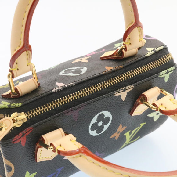 LOUIS VUITTON Monogram Multicolor Mini Speedy Hand Bag Black M92644 Auth 26986SM