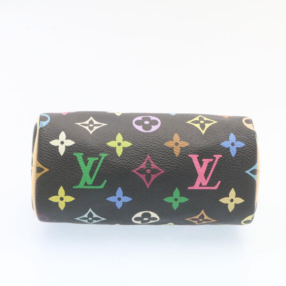 LOUIS VUITTON Monogram Multicolor Mini Speedy Hand Bag Black M92644 Auth 26986SM