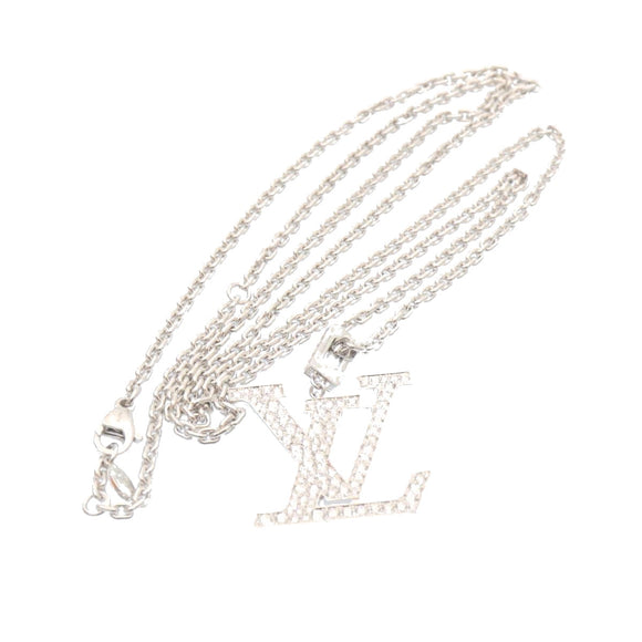 LOUIS VUITTON Pandantif LV XL Necklace White Gold Diamond Q93821 Auth 27695SM