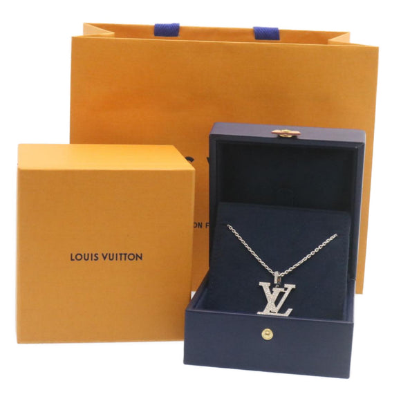 LOUIS VUITTON Pandantif LV XL Necklace White Gold Diamond Q93821 Auth 27695SM