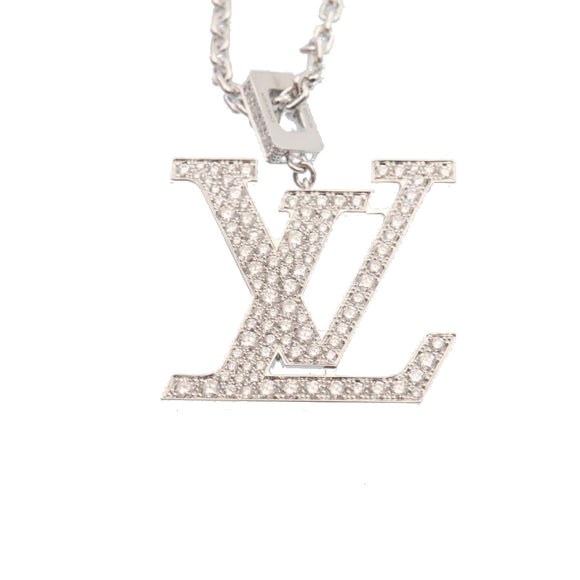 LOUIS VUITTON Pandantif LV XL Necklace White Gold Diamond Q93821 Auth 27695SM