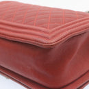 CHANEL Boy Chanel Matelasse Chain Flap Shoulder Bag Leather Red CC Auth 28281SAV-16