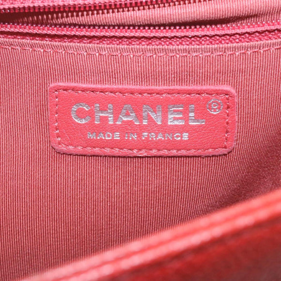 CHANEL Boy Chanel Matelasse Chain Flap Shoulder Bag Leather Red CC Auth 28281AV