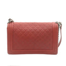 CHANEL Boy Chanel Matelasse Chain Flap Shoulder Bag Leather Red CC Auth 28281SAV-2