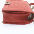 CHANEL Boy Chanel Matelasse Chain Flap Shoulder Bag Leather Red CC Auth 28281AV-4