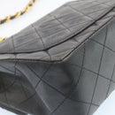 CHANEL Mini Matelasse Chain Flap Shoulder Bag Lamb Skin Black Gold Auth 28471AM-16