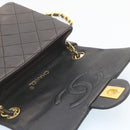 CHANEL Mini Matelasse Chain Flap Shoulder Bag Lamb Skin Black Gold Auth 28471AM-8