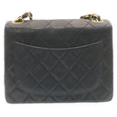 CHANEL Mini Matelasse Chain Flap Shoulder Bag Lamb Skin Black Gold Auth 28471AM-2