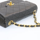 CHANEL Mini Matelasse Chain Flap Shoulder Bag Lamb Skin Black Gold Auth 28471AM-6