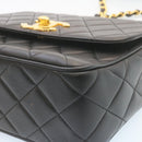 CHANEL Matelasse Chain Flap Shoulder Bag Lamb Skin Black Gold CC Auth 28632SAV-14
