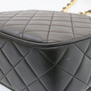 CHANEL Matelasse Chain Flap Shoulder Bag Lamb Skin Black Gold CC Auth 28632SAV-16